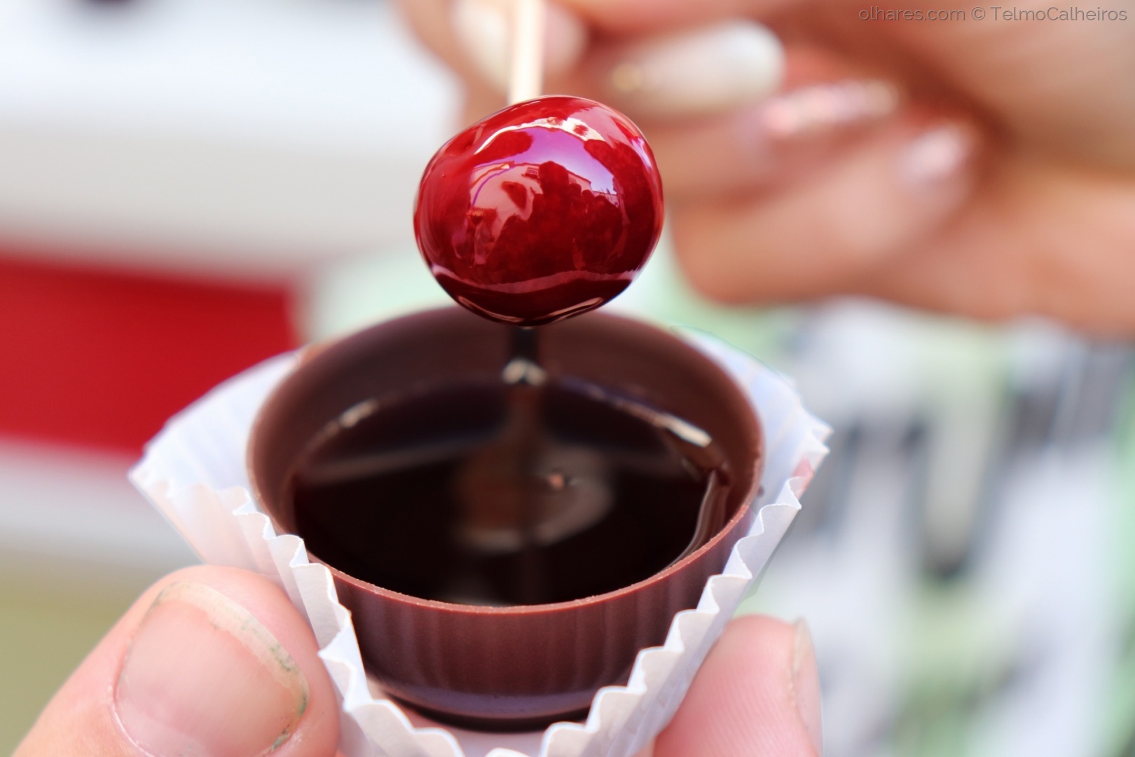 Ginjinha of Óbidos served in an edible chocolate cup