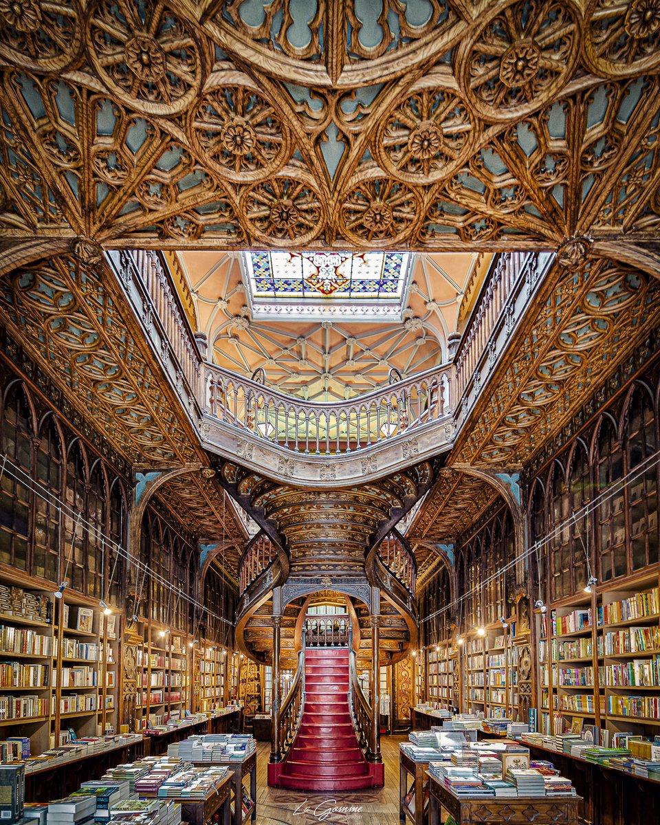 The interior of Livraria Lello bookshop in Porto