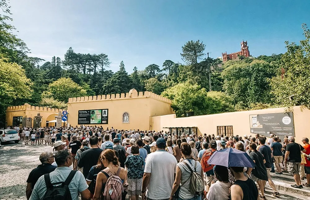 Visitors queuing at Pena Palace in Sintra, 2026
